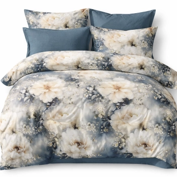 Pościel160x200 w eleganckie kwiaty z prześcieradłem – komplet premium 4cz PK834